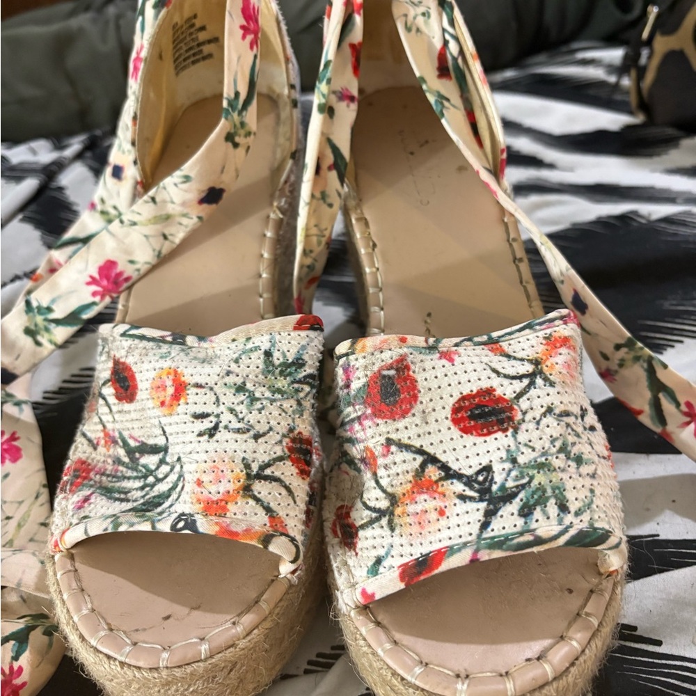 Floral Espadrille Wedge Sandals